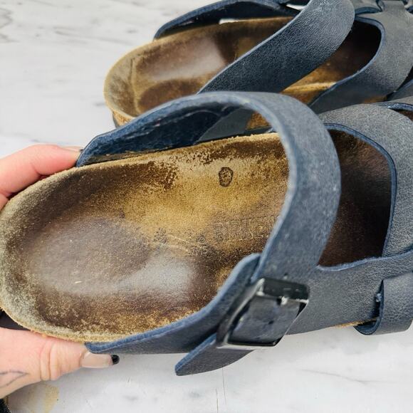 Birkenstock Pisa Black Leather Strappy Slide Sandals Women’s Size 7.5 - Picture 10 of 11